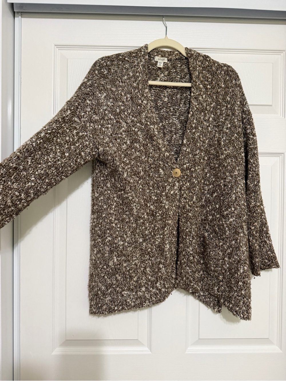 Cozy Brown Marled Open Cardigan Sweater